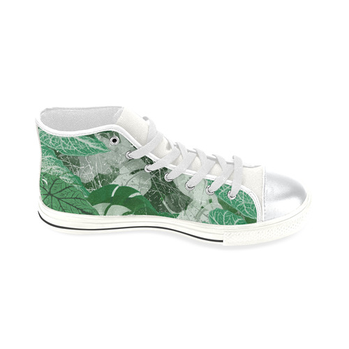Tropical leaves High Top Canvas Women's Shoes/Large Size (Model 017)