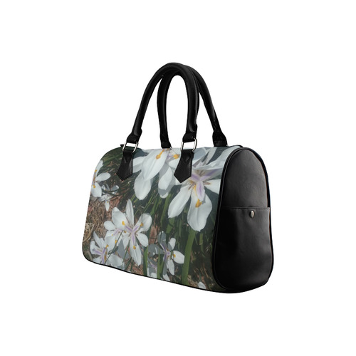 White Lavender Iris Floral Nature Photo Boston Handbag (Model 1621)