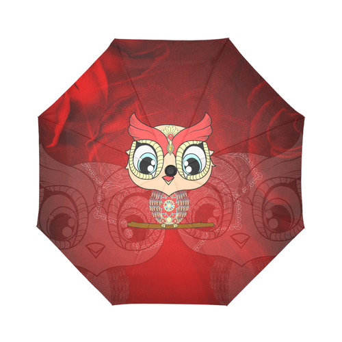 Cute owl, mandala design colorful Auto-Foldable Umbrella (Model U04)