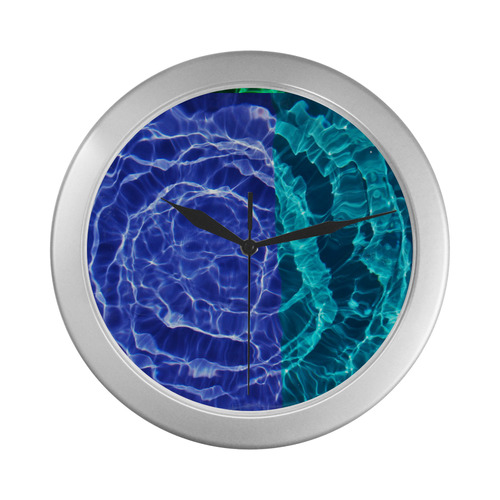 Blue Spiral Silver Color Wall Clock