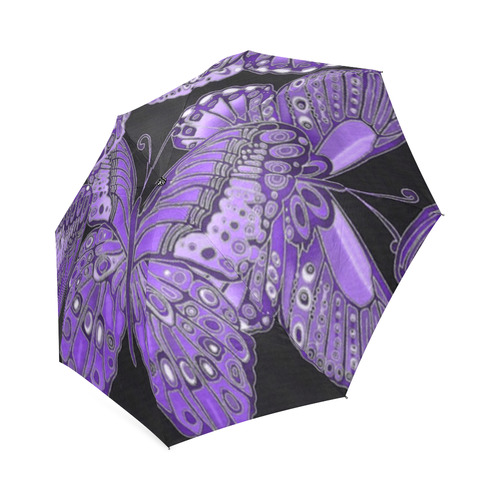Purple Butterfly Pattern Foldable Umbrella (Model U01)
