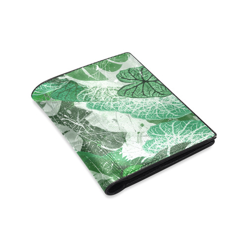 Tropical leaves Men's Leather Wallet (Model 1612)