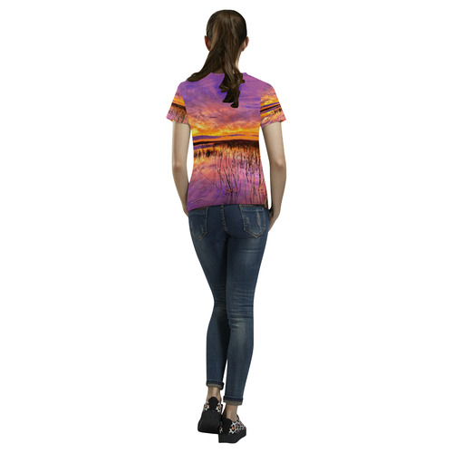 Wilderness Sunset Landscape All Over Print T-Shirt for Women (USA Size) (Model T40)
