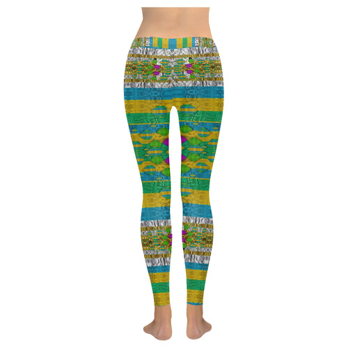 rainbows rain in the golden mangrove forest Women's Low Rise Leggings (Invisible Stitch) (Model L05)