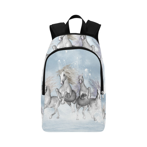 Awesome white wild horses Fabric Backpack for Adult (Model 1659)