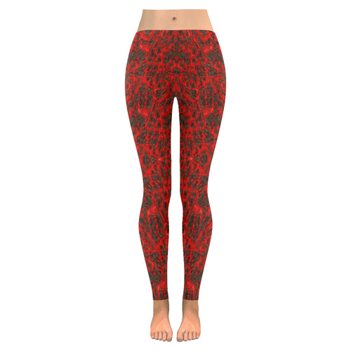 Lava Pit Women's Low Rise Leggings (Invisible Stitch) (Model L05)