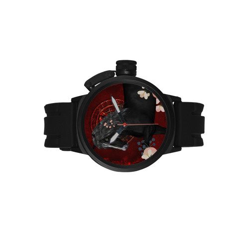 Black horse with flowers Men's Sports Watch(Model 309)
