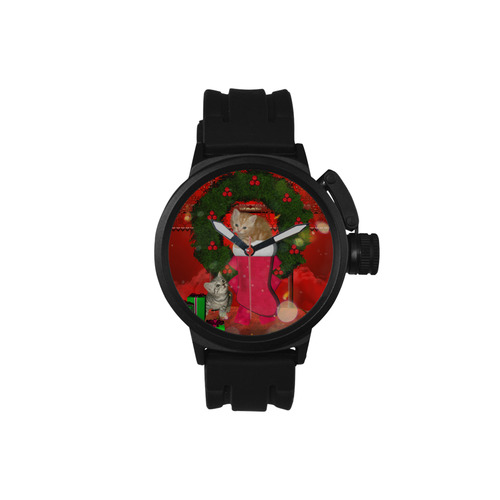 Christmas, funny kitten with gifts Men's Sports Watch(Model 309)