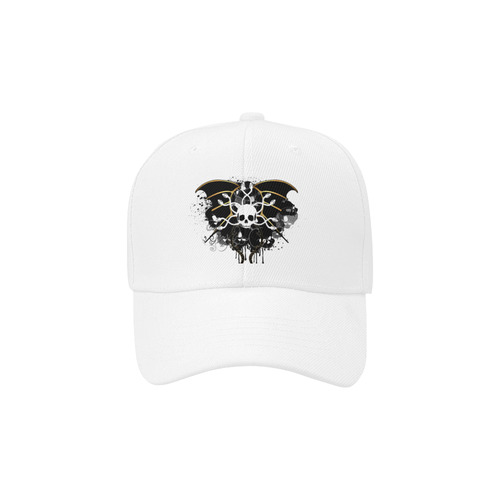 White skull with snakes and wings Dad Cap