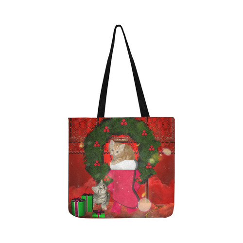 Christmas, funny kitten with gifts Reusable Shopping Bag Model 1660 (Two sides)