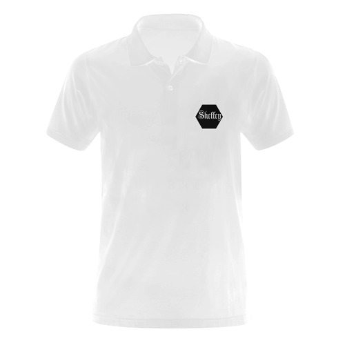 Sheffey - White Text on Black Men's Polo Shirt (Model T24)