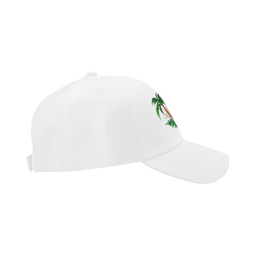 Tropical design with surfboard Dad Cap