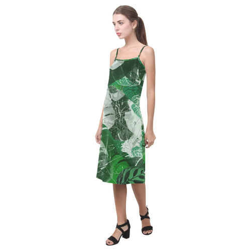 Tropical leaves Alcestis Slip Dress (Model D05)