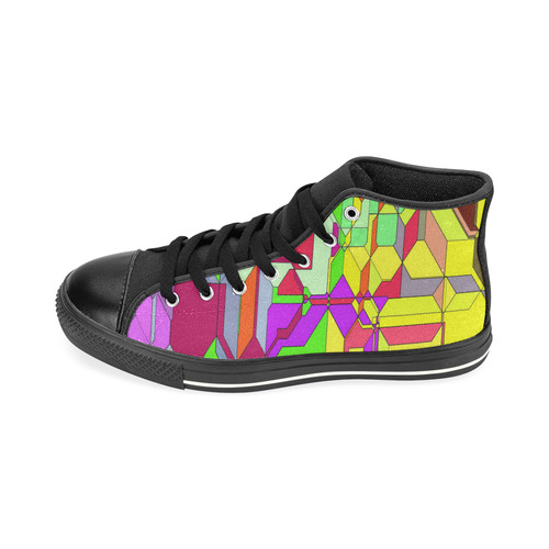Retro Color Pop Geometric Fun 1 High Top Canvas Women's Shoes/Large Size (Model 017)