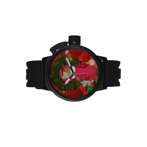 Christmas, funny kitten with gifts Men's Sports Watch(Model 309)