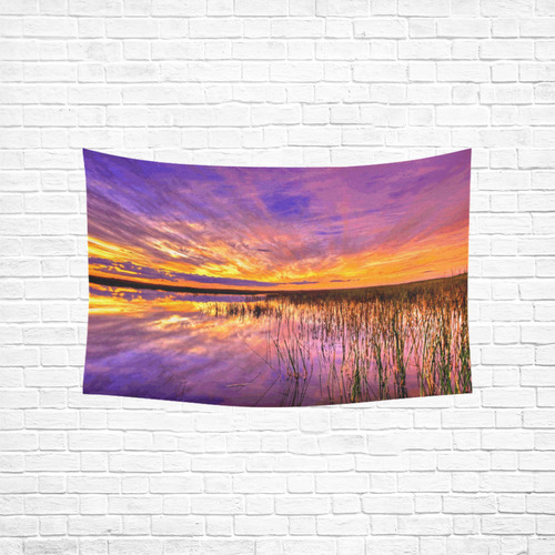 Wilderness Sunset Landscape Cotton Linen Wall Tapestry 60"x 40"