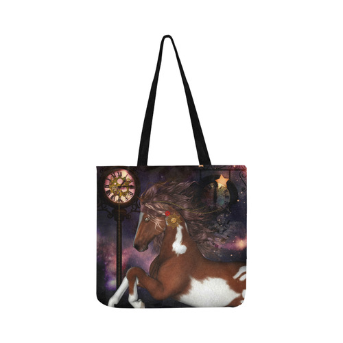 Awesome steampunk horse with clocks gears Reusable Shopping Bag Model 1660 (Two sides)