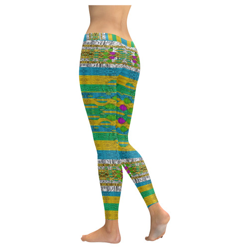 rainbows rain in the golden mangrove forest Women's Low Rise Leggings (Invisible Stitch) (Model L05)