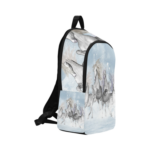 Awesome white wild horses Fabric Backpack for Adult (Model 1659)