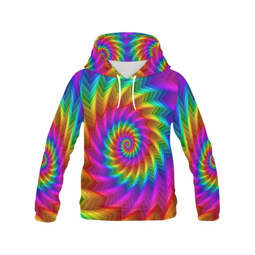 Psychdelic Rainbow Spiral All Over Print Hoodie for Men (USA Size) (Model H13)
