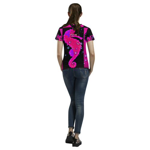 Seahorse Parade All Over Print T-Shirt for Women (USA Size) (Model T40)