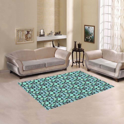 Blue and turquoise stones . Area Rug 5'3''x4'