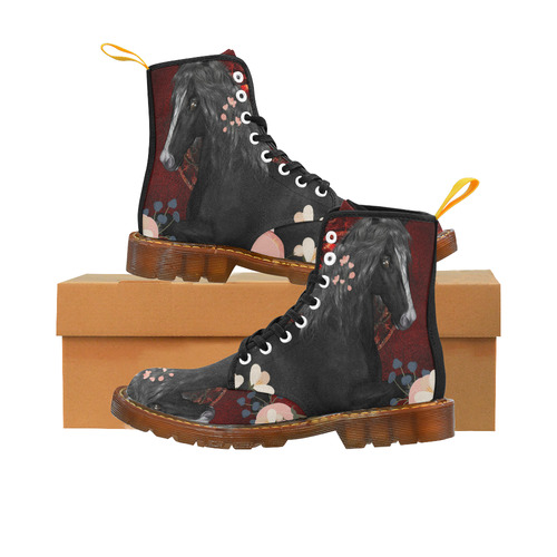 Black horse with flowers Martin Boots For Men Model 1203H