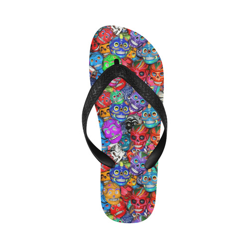 Sugar Skulls - Calaveras Flip Flops for Men/Women (Model 040)