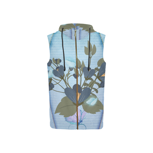 Floral design All Over Print Sleeveless Zip Up Hoodie for Women (Model H16)
