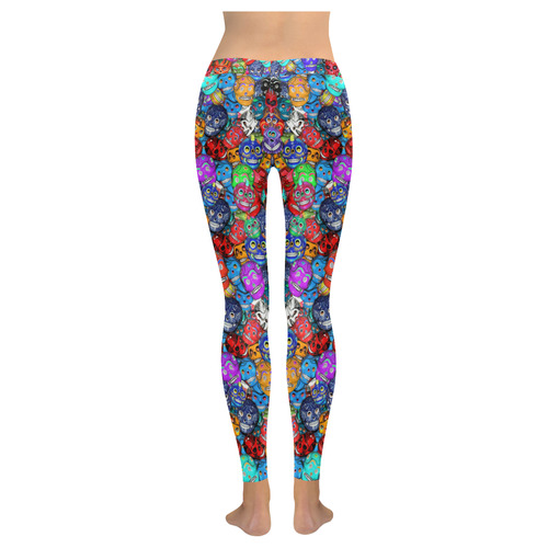 Sugar Skulls - Calaveras Women's Low Rise Leggings (Invisible Stitch) (Model L05)