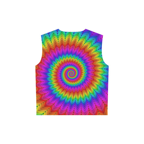 Psychedelic Rainbow Spiral All Over Print Sleeveless Hoodie for Women (Model H15)