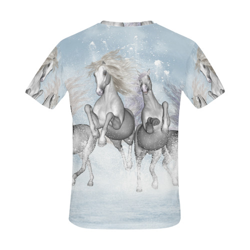 Awesome white wild horses All Over Print T-Shirt for Men (USA Size) (Model T40)