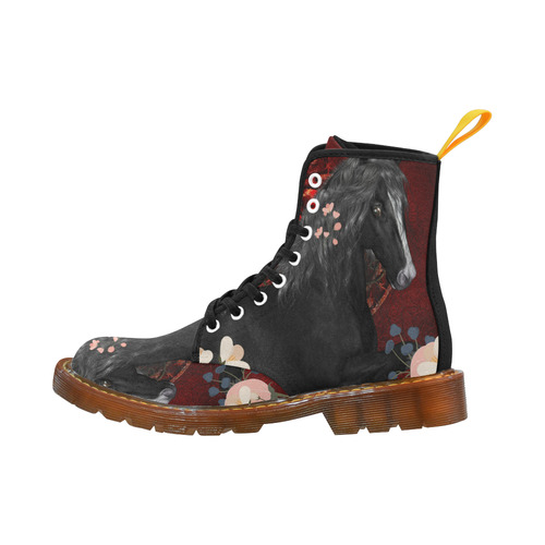 Black horse with flowers Martin Boots For Men Model 1203H