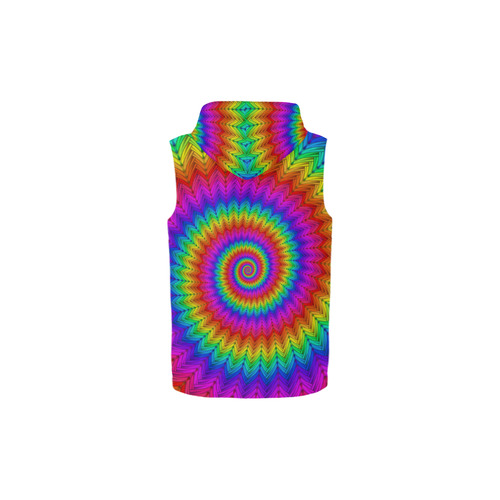 Psychedelic Rainbow Spiral All Over Print Sleeveless Zip Up Hoodie for Kid (Model H16)