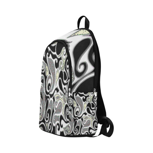 Wacky Retro Abstract Swirl in Black and White Fabric Backpack for Adult (Model 1659)