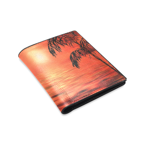 Sunset Surf Girl Red Men's Leather Wallet (Model 1612)