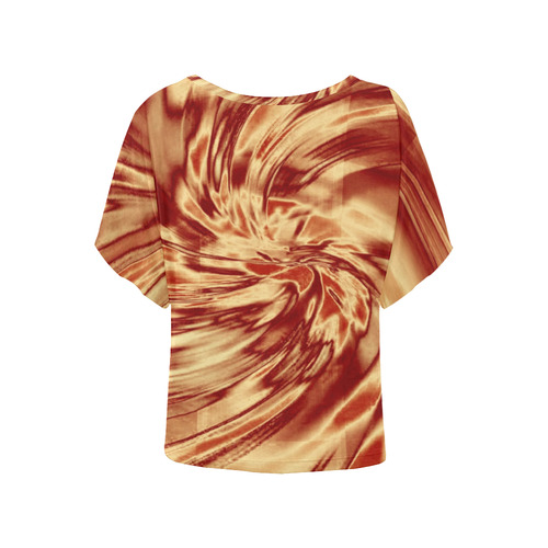 Copper silk look alike All Over Print Women's Batwing-Sleeved Blouse T shirt (Model T44)