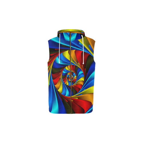 Psychedelic Rainbow Spiral All Over Print Sleeveless Zip Up Hoodie for Kid (Model H16)