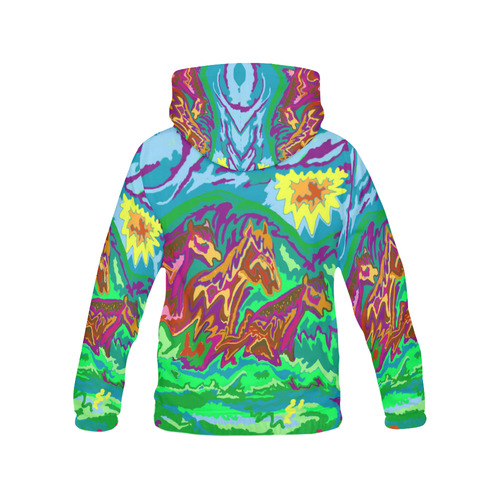 Women's Hoodie with Purple Feathered Horses Art all over print All Over Print Hoodie for Women (USA Size) (Model H13)