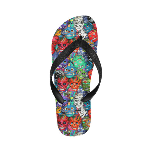 Sugar Skulls - Calaveras Flip Flops for Men/Women (Model 040)