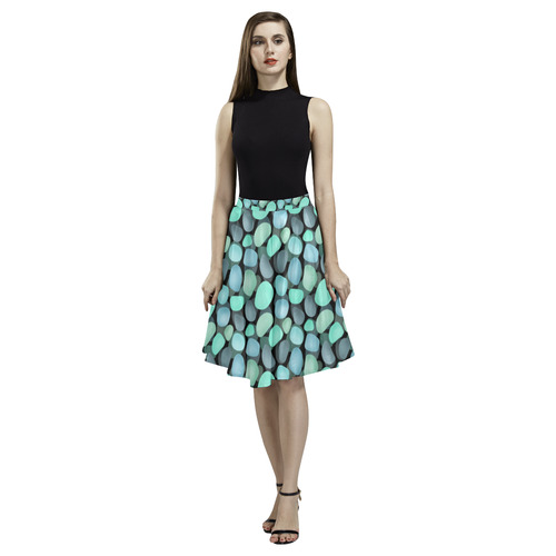 Blue and turquoise stones . Melete Pleated Midi Skirt (Model D15)