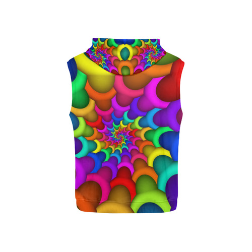 Psychedelic Rainbow Spiral All Over Print Sleeveless Hoodie for Kid (Model H15)