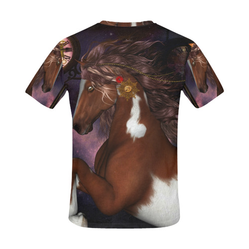 Awesome steampunk horse with clocks gears All Over Print T-Shirt for Men (USA Size) (Model T40)