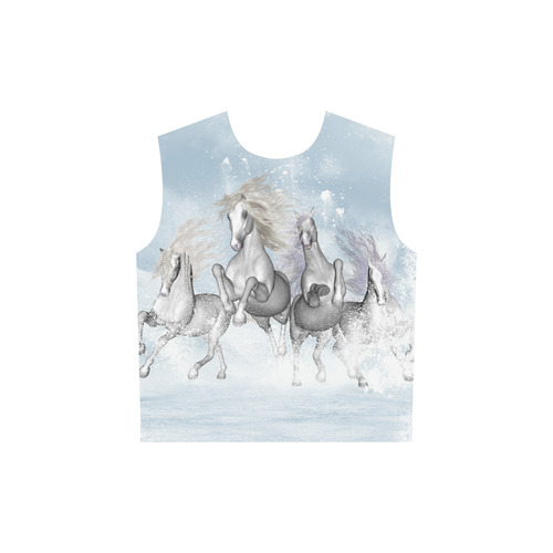 Awesome white wild horses All Over Print Sleeveless Hoodie for Women (Model H15)