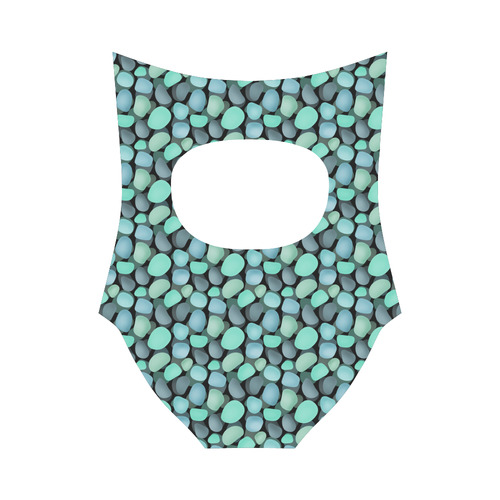 Blue and turquoise stones . Strap Swimsuit ( Model S05)