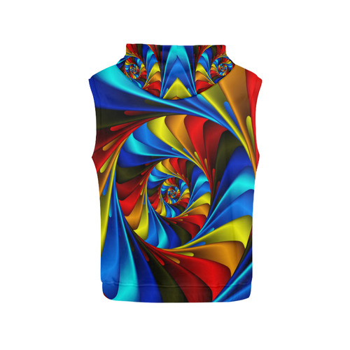 Psychedelic Rainbow Spiral All Over Print Sleeveless Hoodie for Women (Model H15)