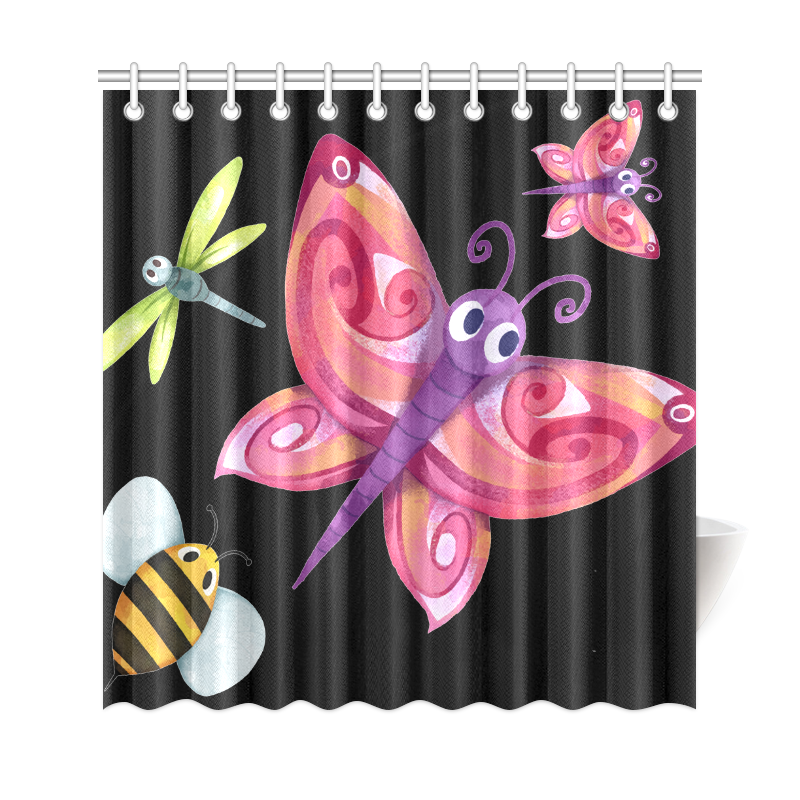 Cute Bee Butterfly Dragonfly Ladybug Shower Curtain 69 X72 Id
