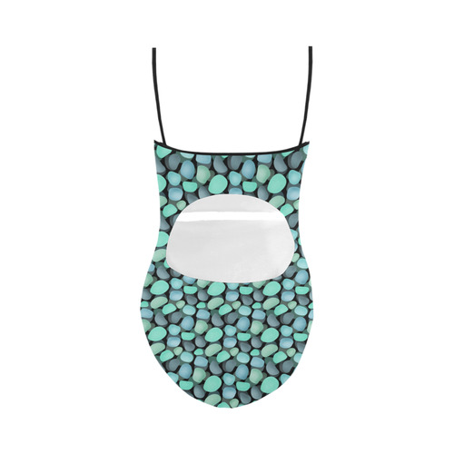 Blue and turquoise stones . Strap Swimsuit ( Model S05)