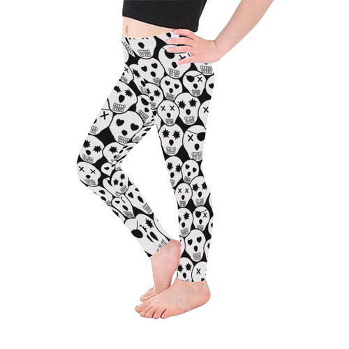 Silly Skull Halloween Design Kid's Ankle Length Leggings (Model L06)