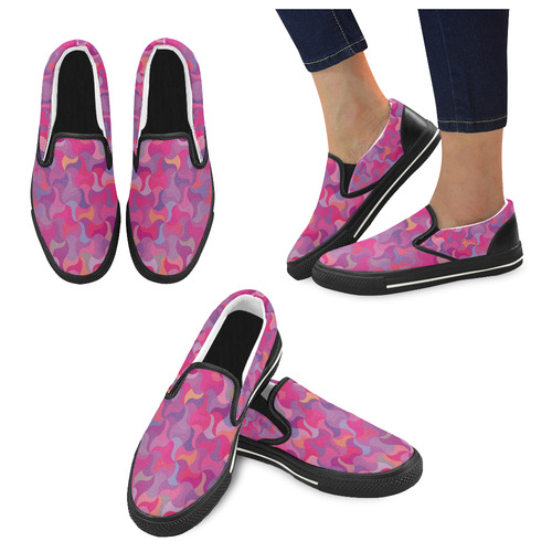 Mosaic Pattern 4 Women's Slip-on Canvas Shoes/Large Size (Model 019)